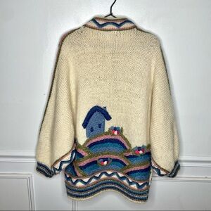 Vintage Dobrila Scenic 100% New Wool Handknitted in Yugoslavia Cardigan